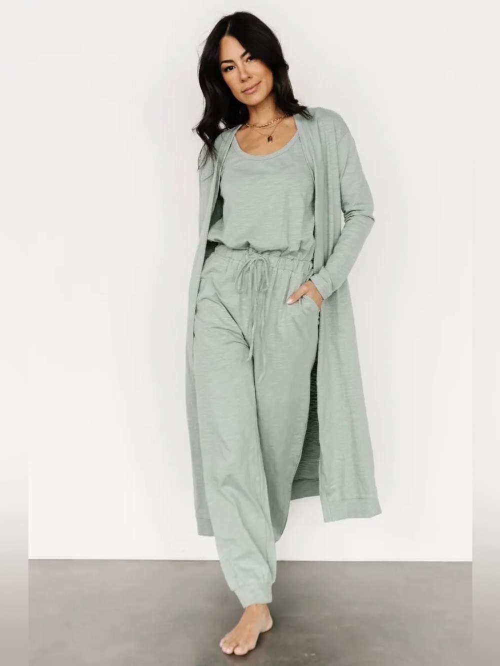 Baltic Born Janae Women's Sage Green Lounge Set with Long Cardigan